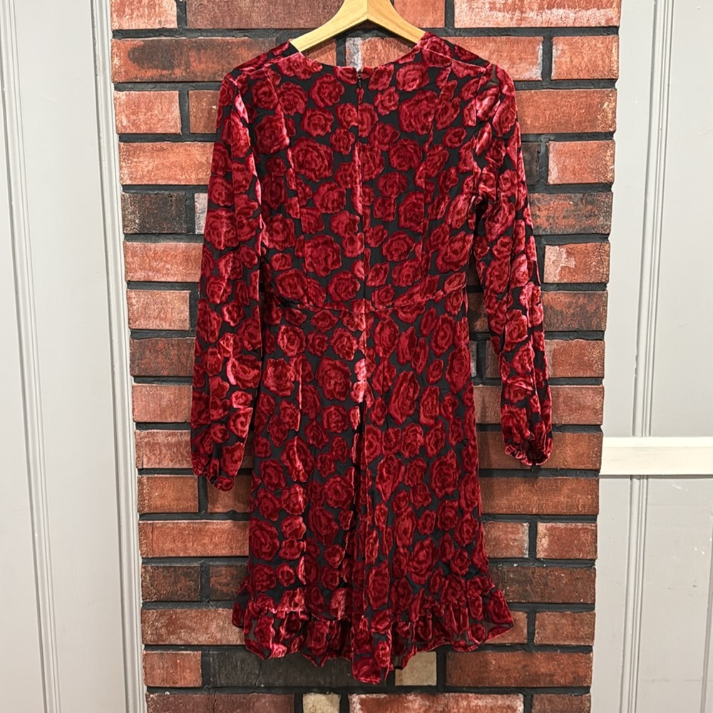 The Kooples Red Floral Velvet Dress - Picture 8 of 11